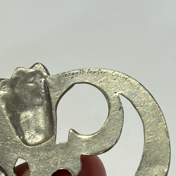 Seagull Pewter Canada Floral Art Nouveau Brooch Fairycore Renaissance - Picture 4 of 4